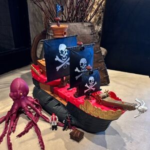 Pirate Ship Toy with Octopus and Pirate Figures